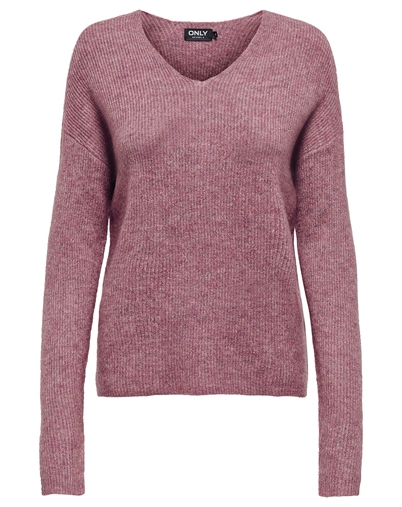 Only - OnlCamilla V-Neck L/S Strick - Renaissanc Rose/Melange